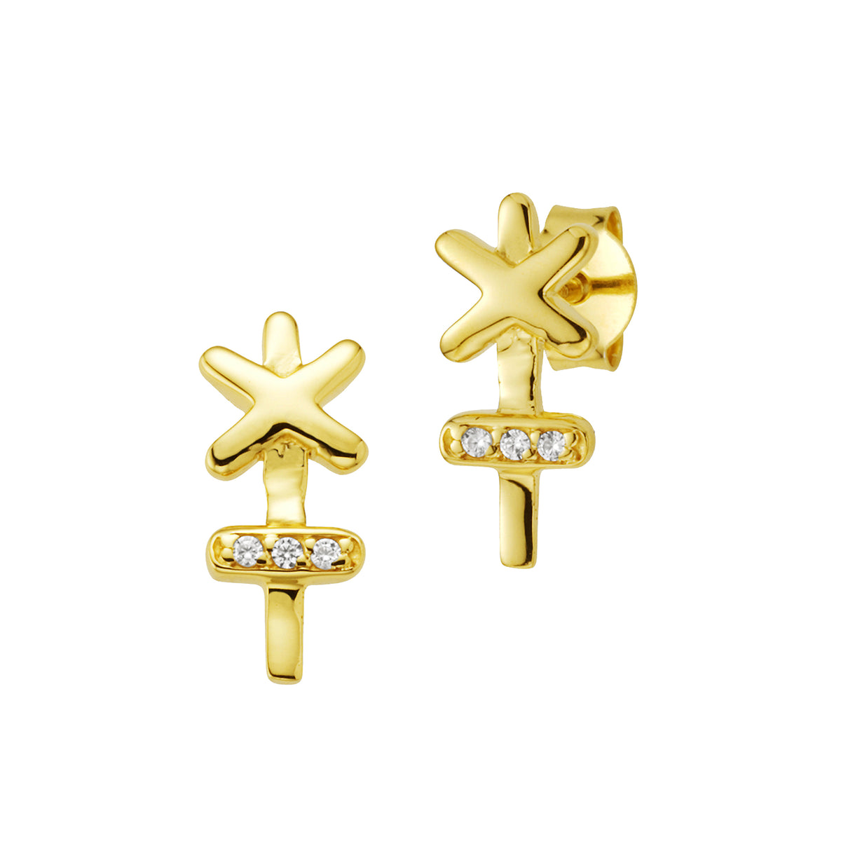 cai Ohrstecker 925/- Sterling Silber vergoldet 1,3cm Zirkonia