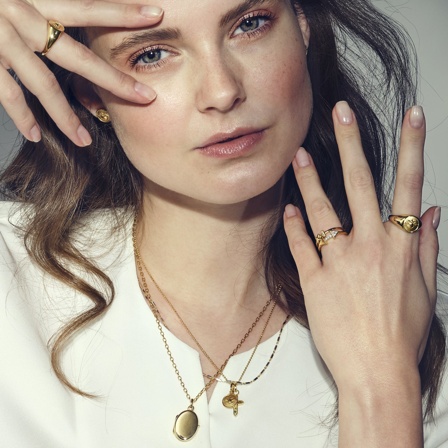 cai Anhänger mit Kette Kugelkette 925/- Sterling Silber vergoldet 45,0cm Zirkonia