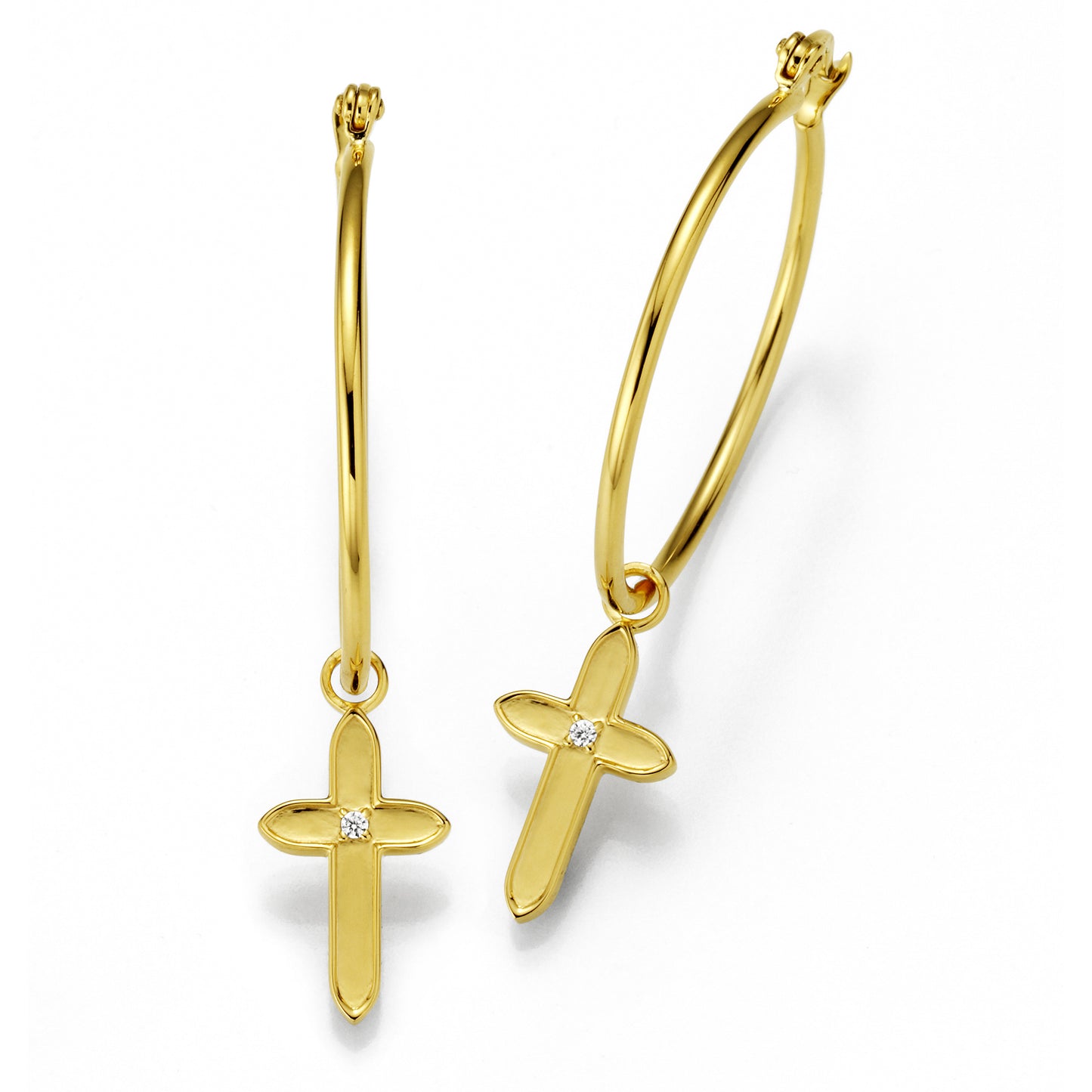 cai Creolen 925/- Sterling Silber vergoldet 4,8cm Zirkonia