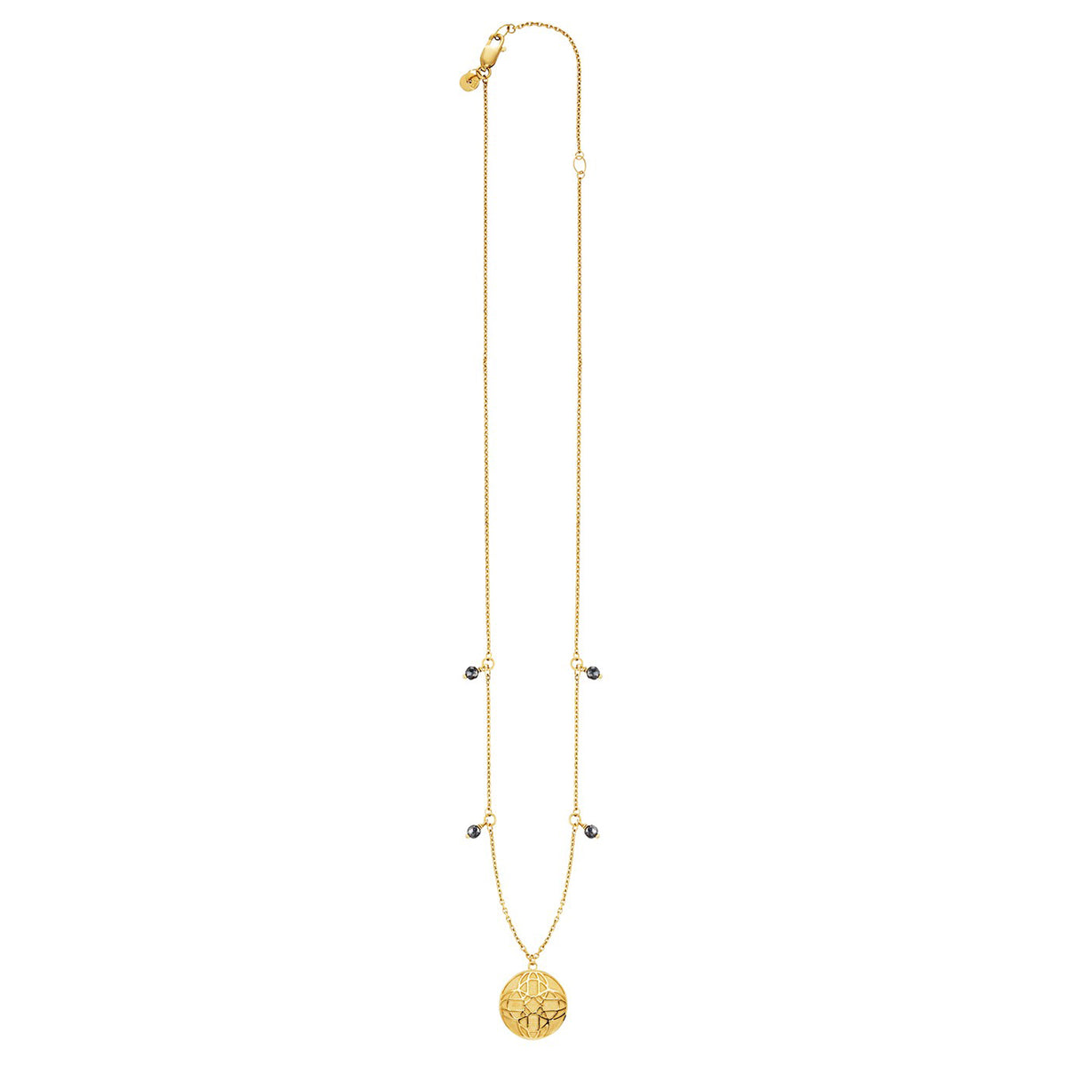 cai Anhänger mit Kette Ankerkette 925/- Sterling Silber vergoldet 45,0cm Hämatit 3,200ct