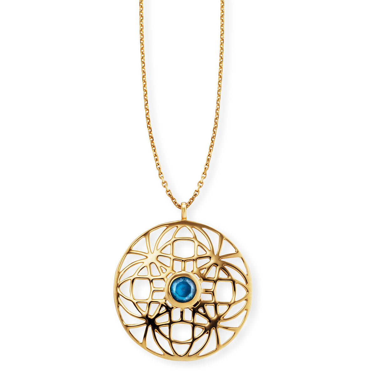 cai Anhänger mit Kette Ankerkette 925/- Sterling Silber vergoldet 70,0cm Blautopas 1,010ct