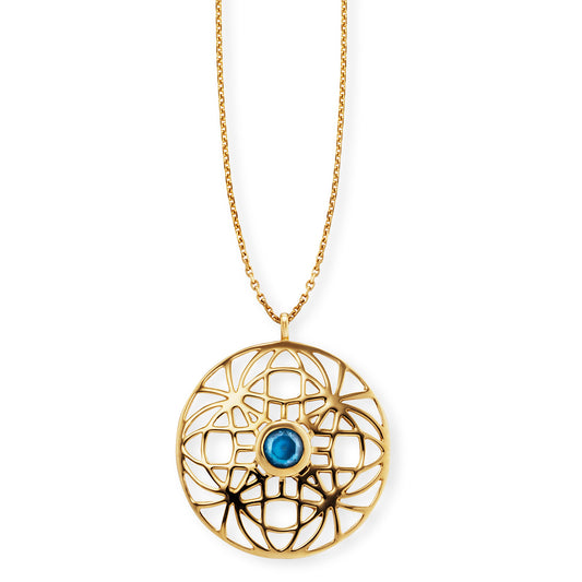 cai Anhänger mit Kette Ankerkette 925/- Sterling Silber vergoldet 70,0cm Blautopas 1,010ct