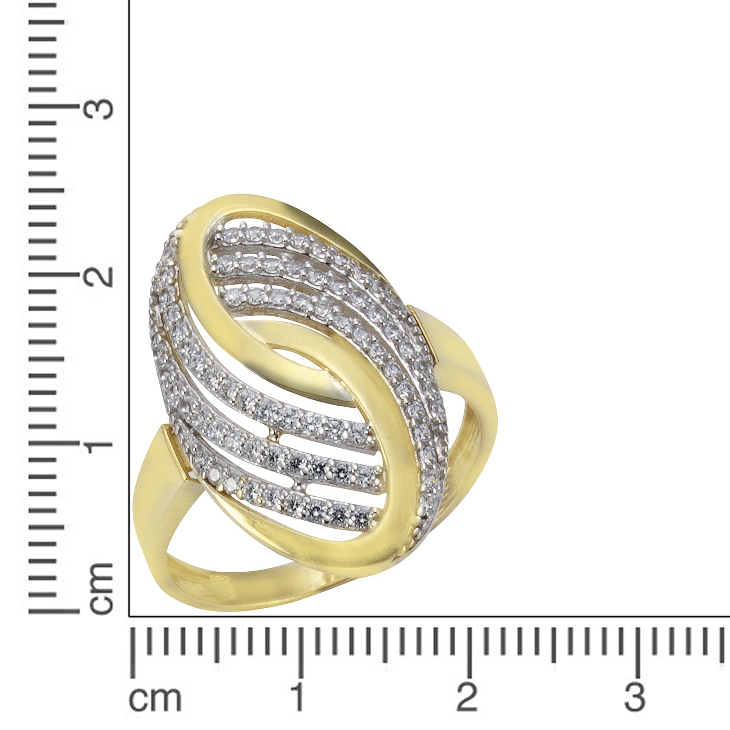 Ring 375/- Gold rhodiniert (teil) Zirkonia