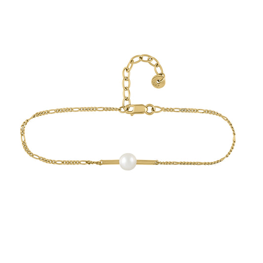 cai Armband Figarokette 925/- Sterling Silber vergoldet 20,0cm Süßwasserzuchtperle