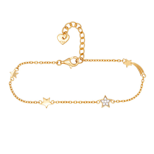 cai Armband Ankerkette 925/- Sterling Silber vergoldet 20,0cm Zirkonia