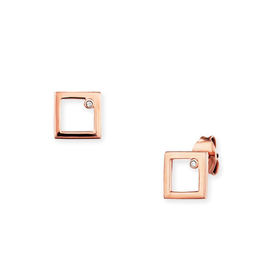 cai Ohrstecker 925/- Sterling Silber rotvergoldet 0,7cm Zirkonia