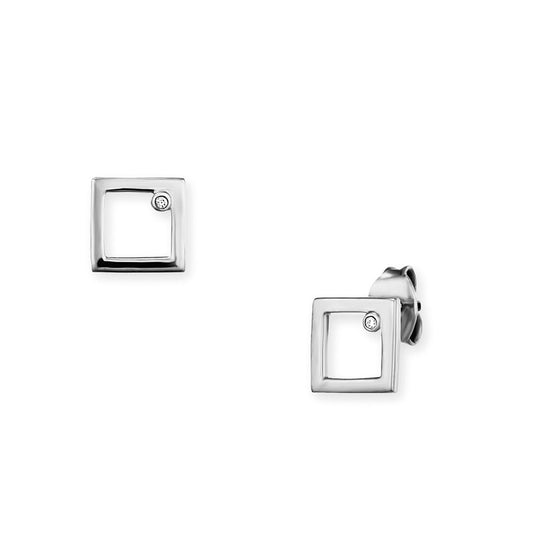 cai Ohrstecker 925/- Sterling Silber rhodiniert 0,7cm Zirkonia