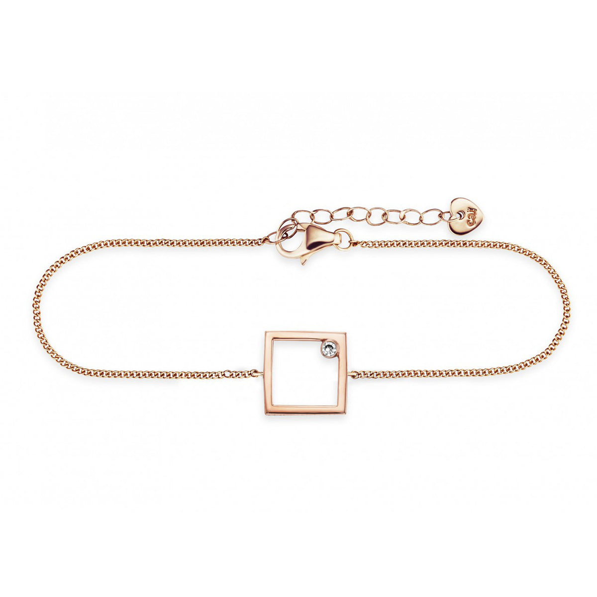 cai Armband Flachpanzerkette 925/- Sterling Silber rotvergoldet 19,0cm Zirkonia