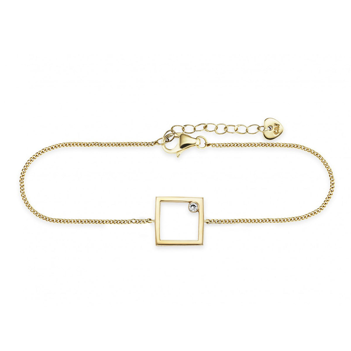 cai Armband Flachpanzerkette 925/- Sterling Silber vergoldet 19,0cm Zirkonia
