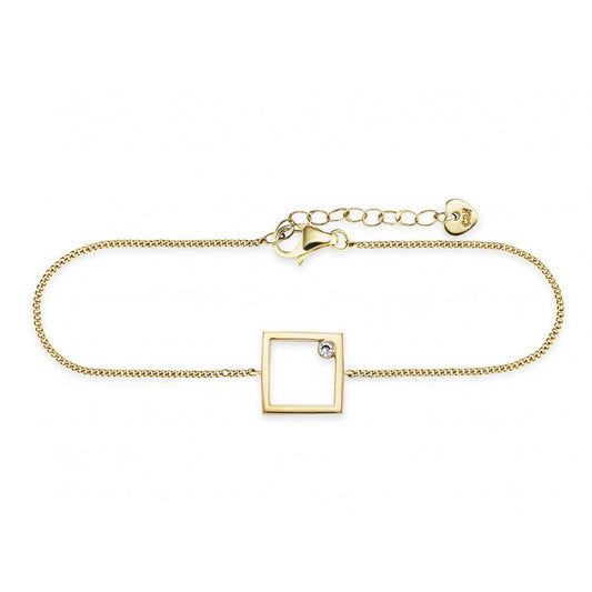 cai Armband Flachpanzerkette 925/- Sterling Silber vergoldet 19,0cm Zirkonia