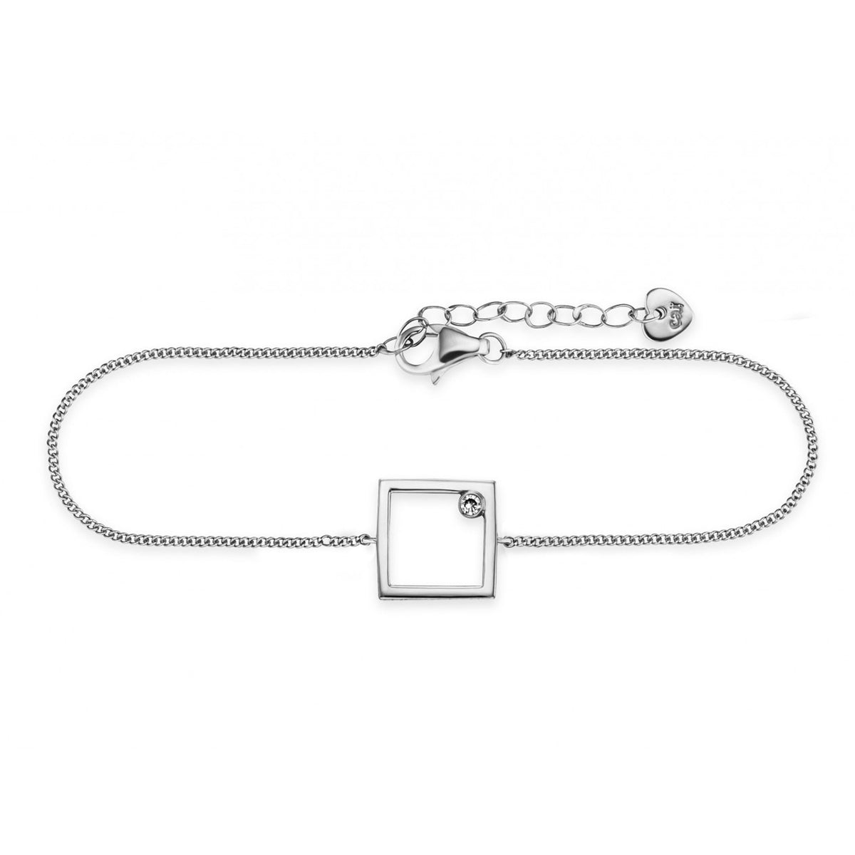 cai Armband Flachpanzerkette 925/- Sterling Silber rhodiniert 19,0cm Zirkonia