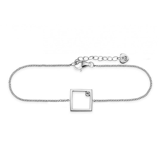 cai Armband Flachpanzerkette 925/- Sterling Silber rhodiniert 19,0cm Zirkonia