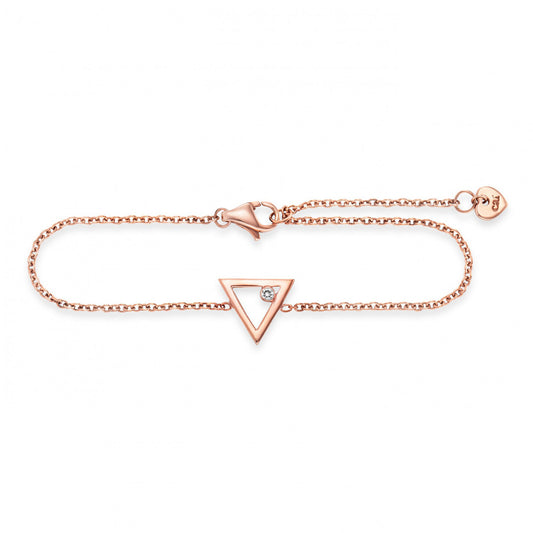 cai Armband Flachpanzerkette 925/- Sterling Silber rotvergoldet 19,0cm Zirkonia