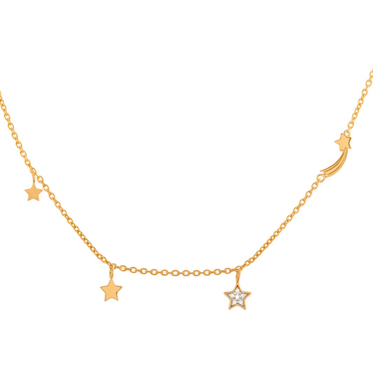 cai Anhänger mit Kette Ankerkette 925/- Sterling Silber vergoldet 44,0cm Zirkonia