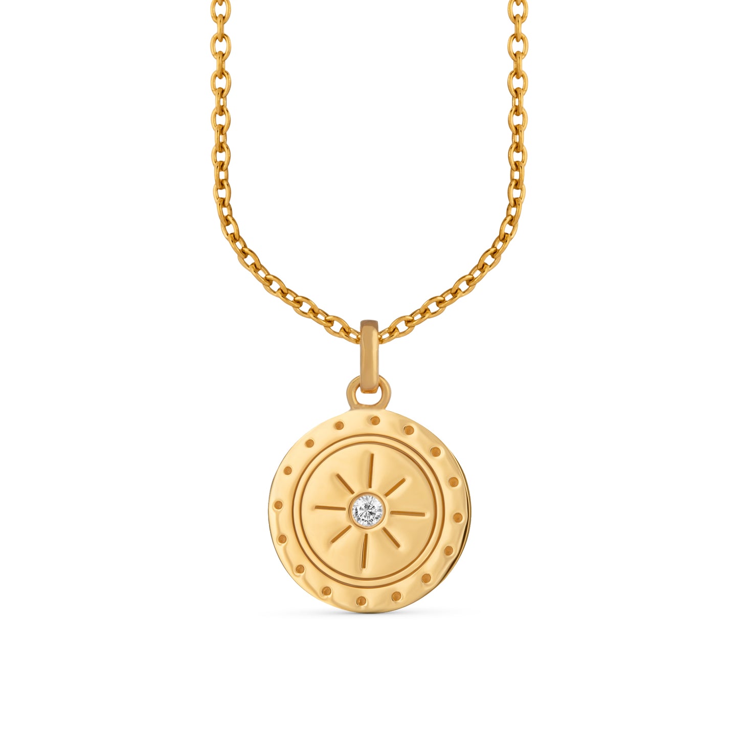 cai Anhänger mit Kette Ankerkette 925/- Sterling Silber vergoldet 45,0cm Weißtopas