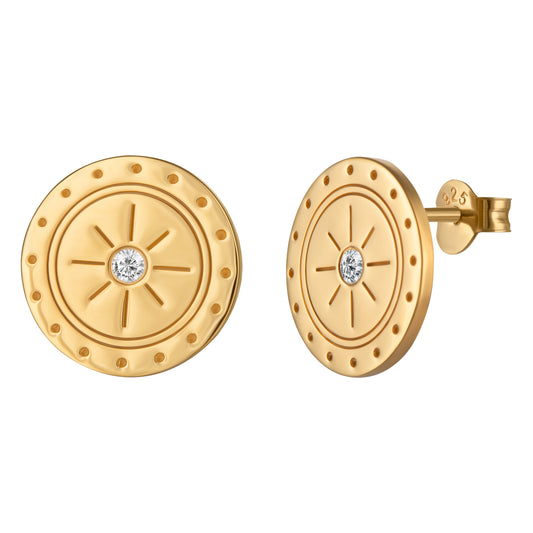 cai Ohrstecker 925/- Sterling Silber vergoldet 1,3cm Weißtopas