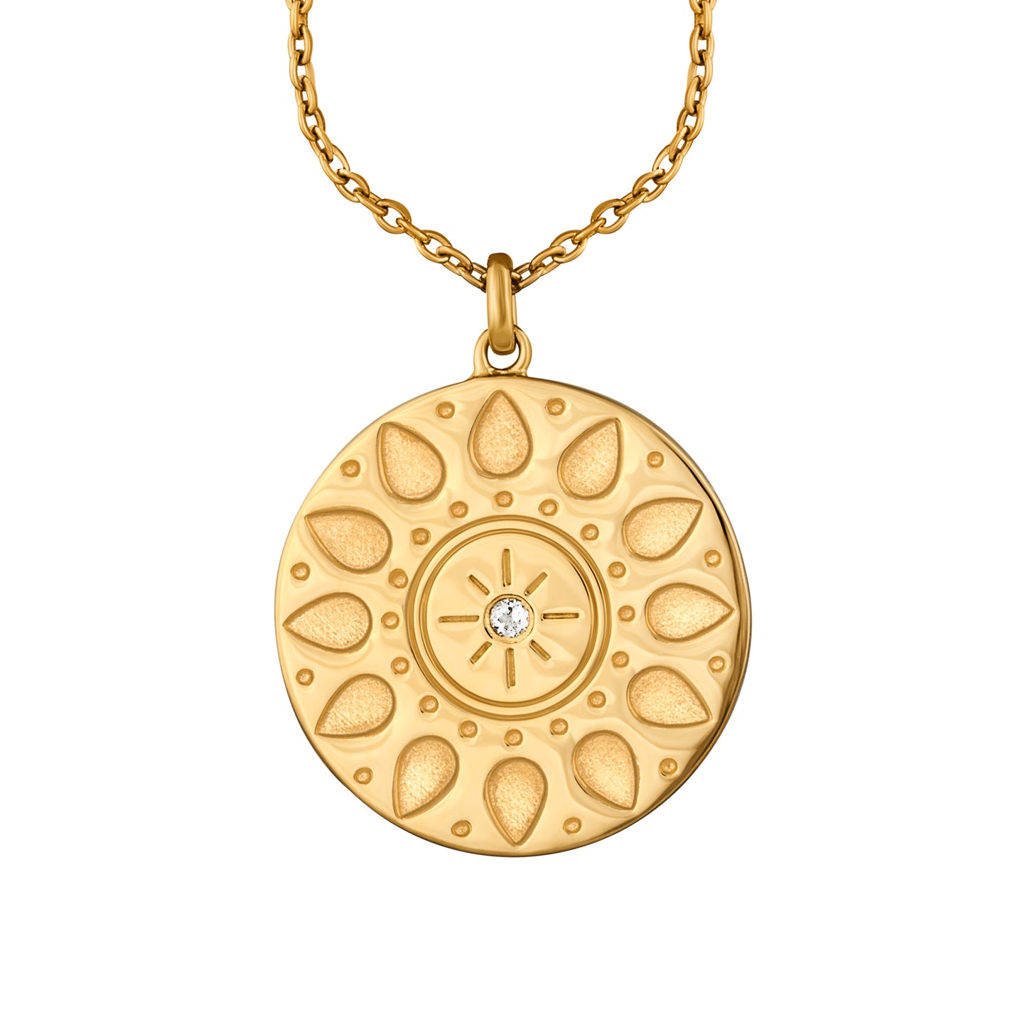 cai Anhänger mit Kette Ankerkette 925/- Sterling Silber vergoldet 50,0cm Weißtopas