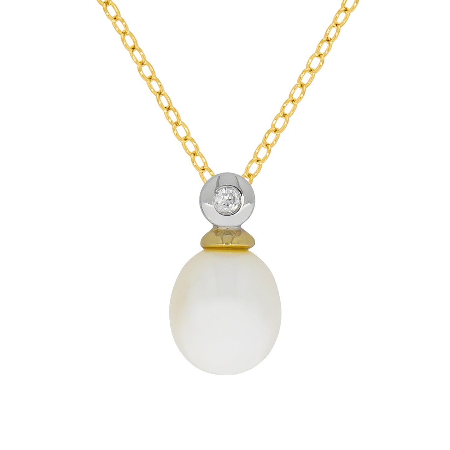 Halskette Ankerkette 925/- Sterling Silber vergoldet (teil) 45cm Perle