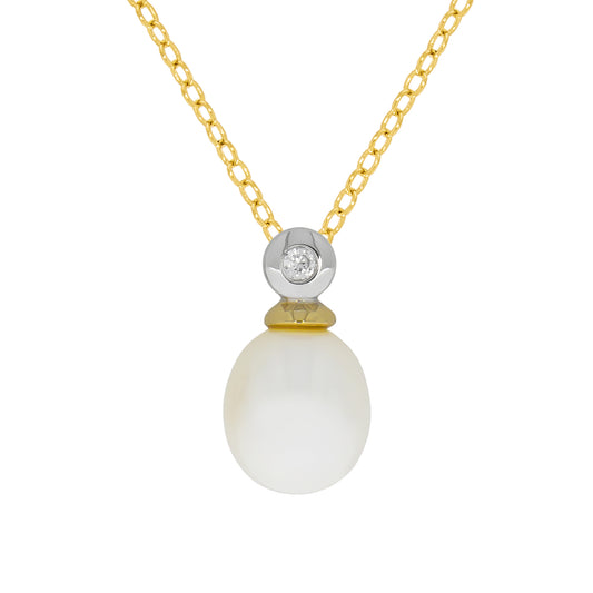 Halskette Ankerkette 925/- Sterling Silber vergoldet (teil) 45cm Perle