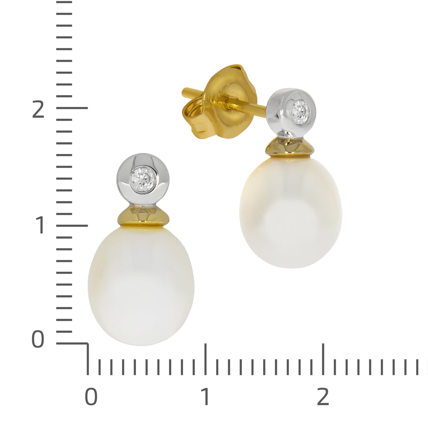 Ohrringe 925/- Sterling Silber vergoldet (teil) 1,5cm Süßwasserzuchtperle