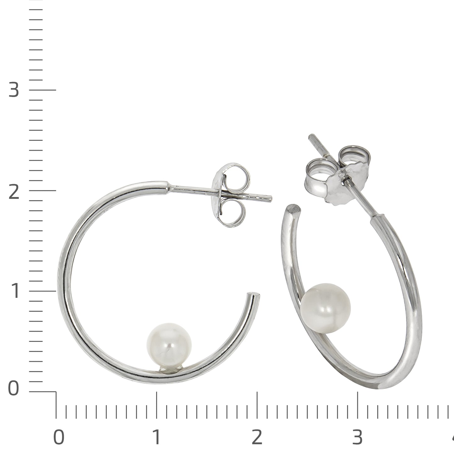 Creolen 925/- Sterling Silber rhodiniert 2,2cm Süßwasserzuchtperle