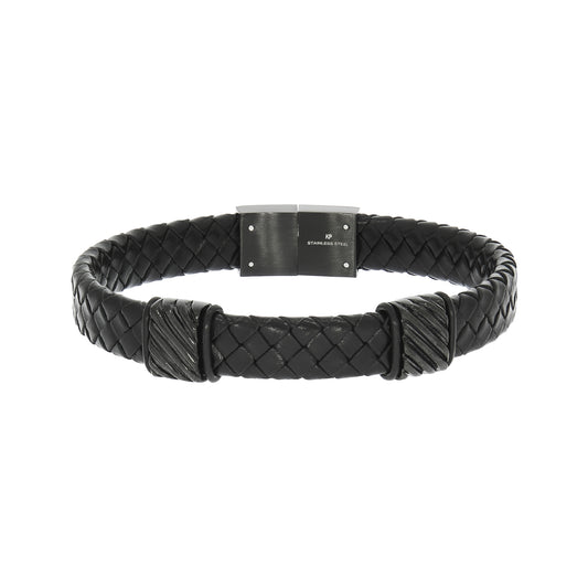Armband Lederband Edelstahl 21,5cm