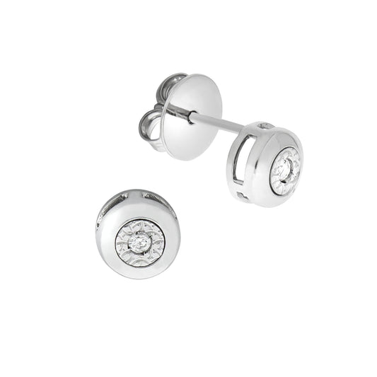 Ohrstecker 375/- Gold rhodiniert 0,7cm Brillant 0,04ct.