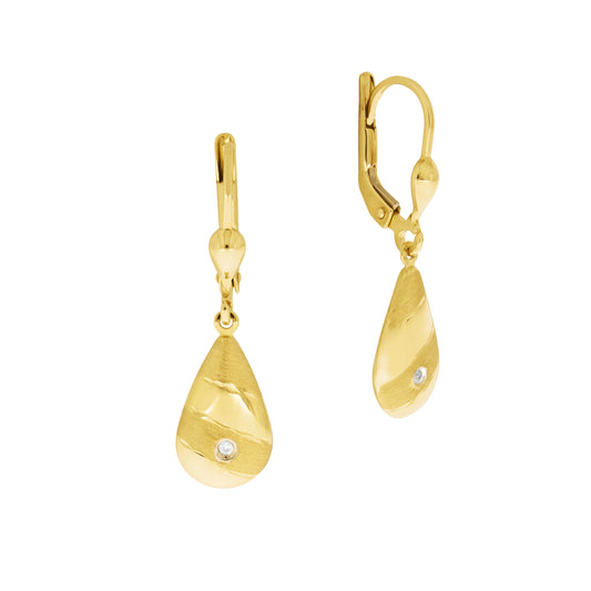 Ohrhänger 375/- Gold rhodiniert (teil) 3,0cm Diamant 0,01ct.