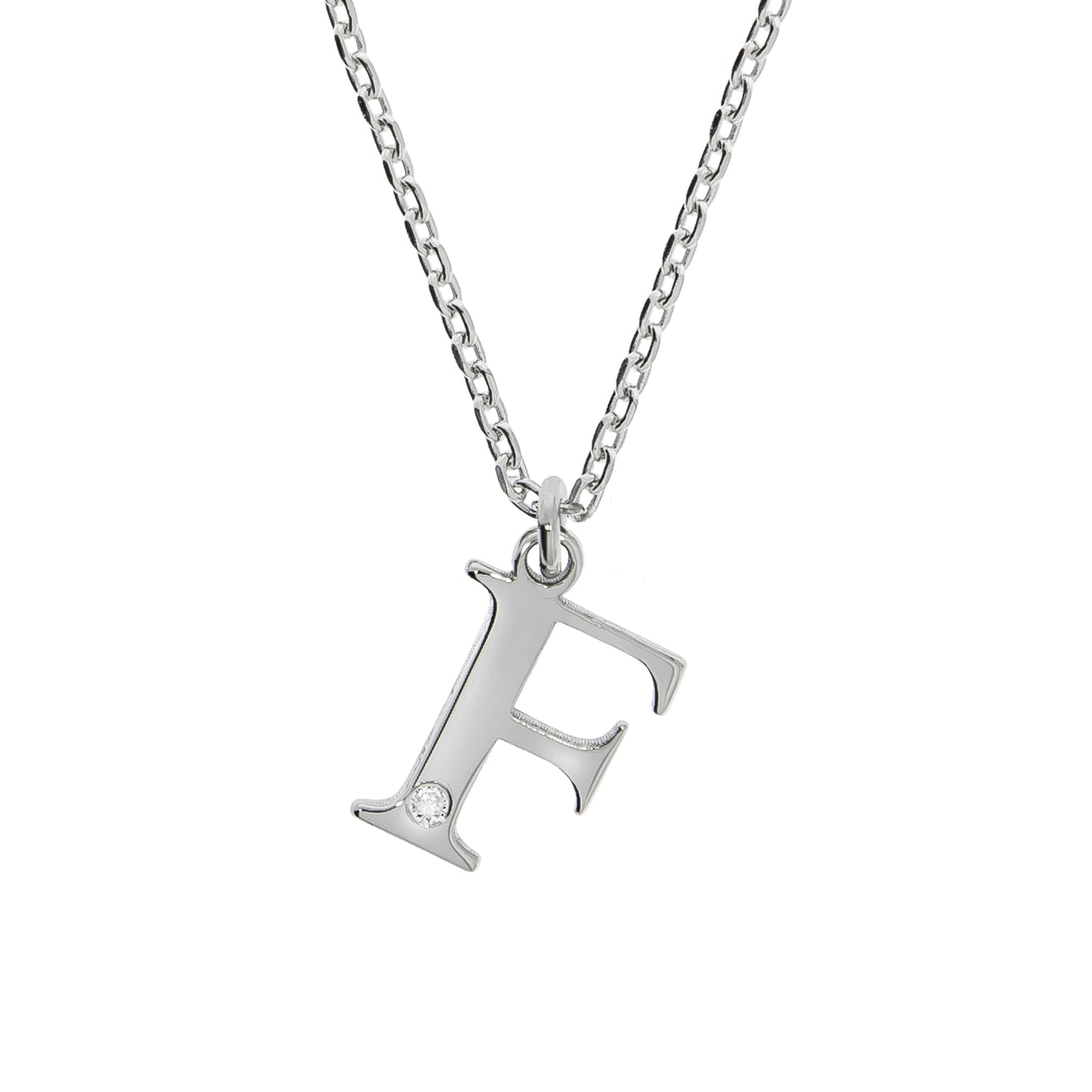 Halskette Flachpanzerkette 925/- Sterling Silber rhodiniert 48,0cm Diamant 0,008ct.