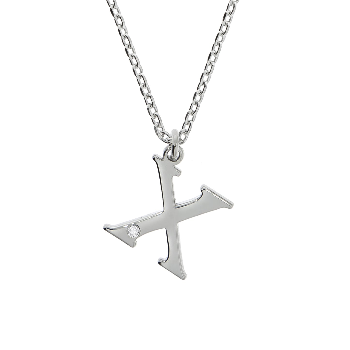 Halskette Flachpanzerkette 925/- Sterling Silber rhodiniert 48,0cm Diamant 0,008ct.