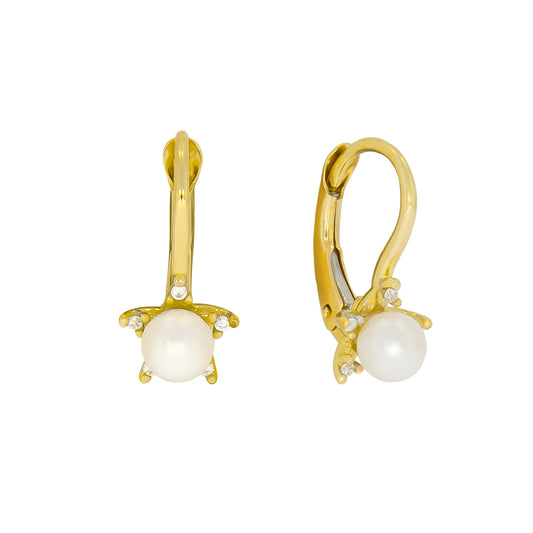 Ohrhänger 375/- Gold rhodiniert (teil) 1,5cm Süßwasserzuchtperle