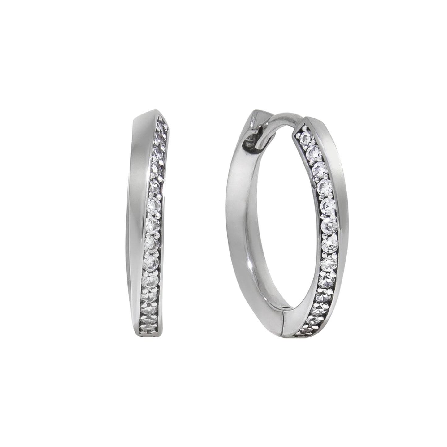 Creolen 925/- Sterling Silber rhodiniert 1,8cm Zirkonia