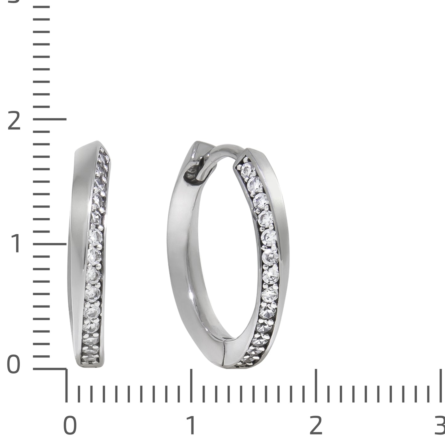 Creolen 925/- Sterling Silber rhodiniert 1,8cm Zirkonia
