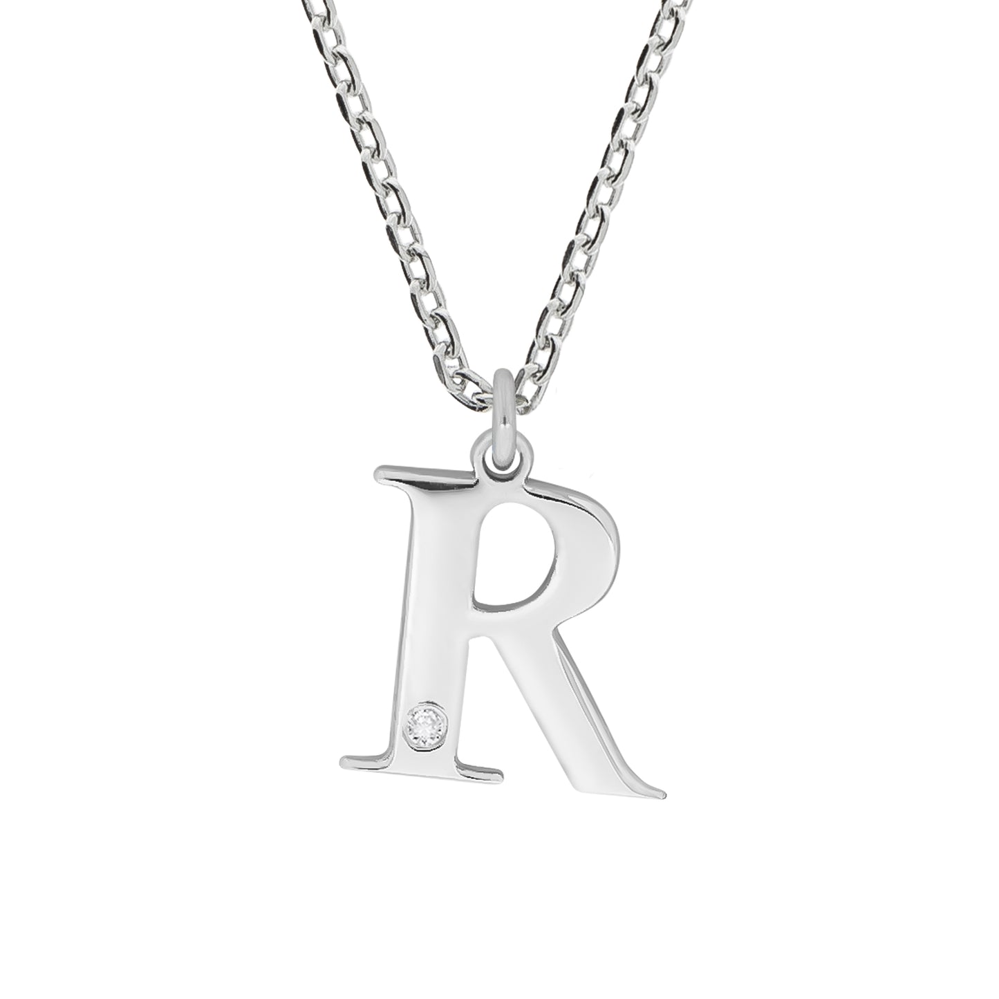 Halskette Flachpanzerkette 925/- Sterling Silber rhodiniert 48,0cm Diamant 0,008ct.