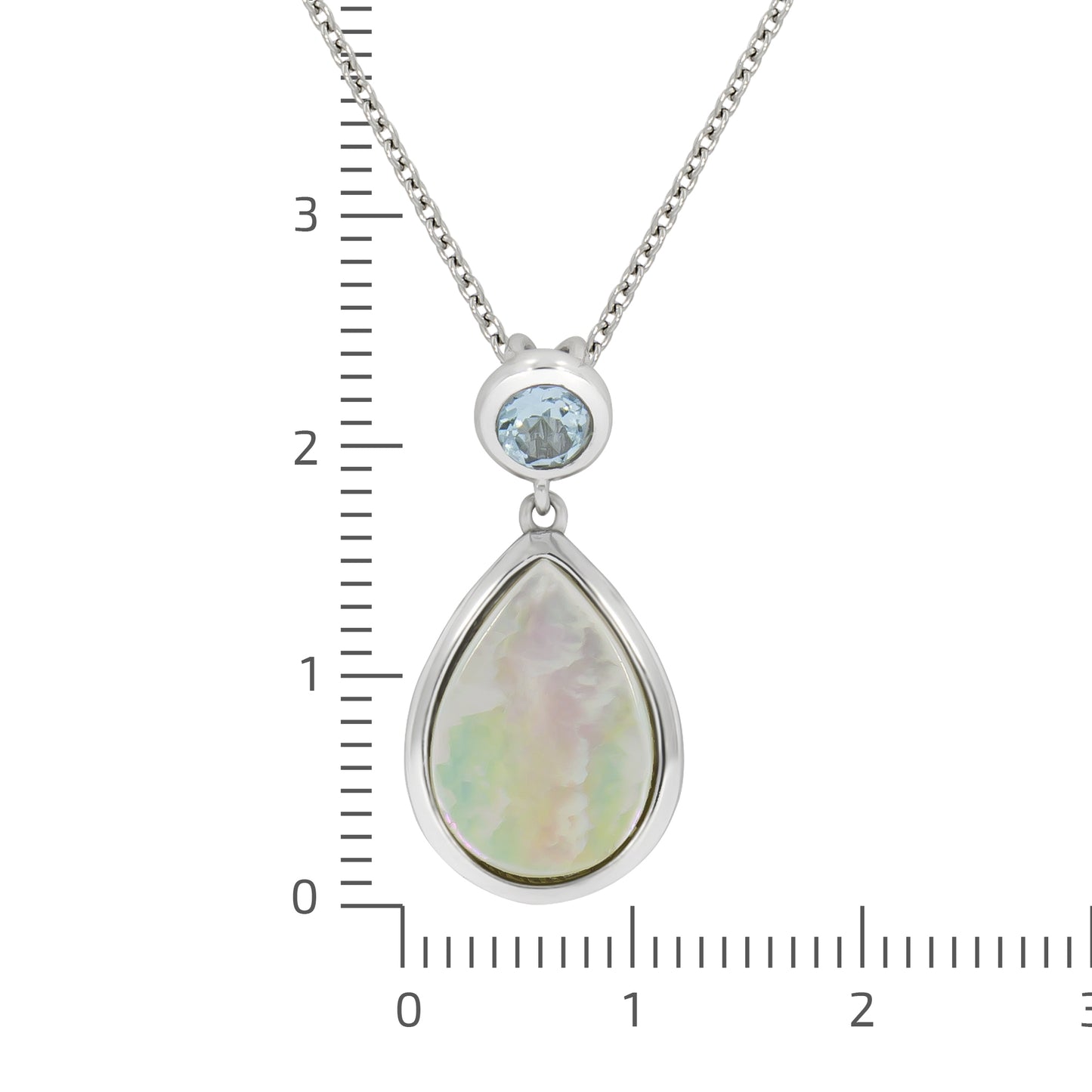 Halskette Ankerkette 925/- Sterling Silber rhodiniert 47,0cm Blautopas beh.