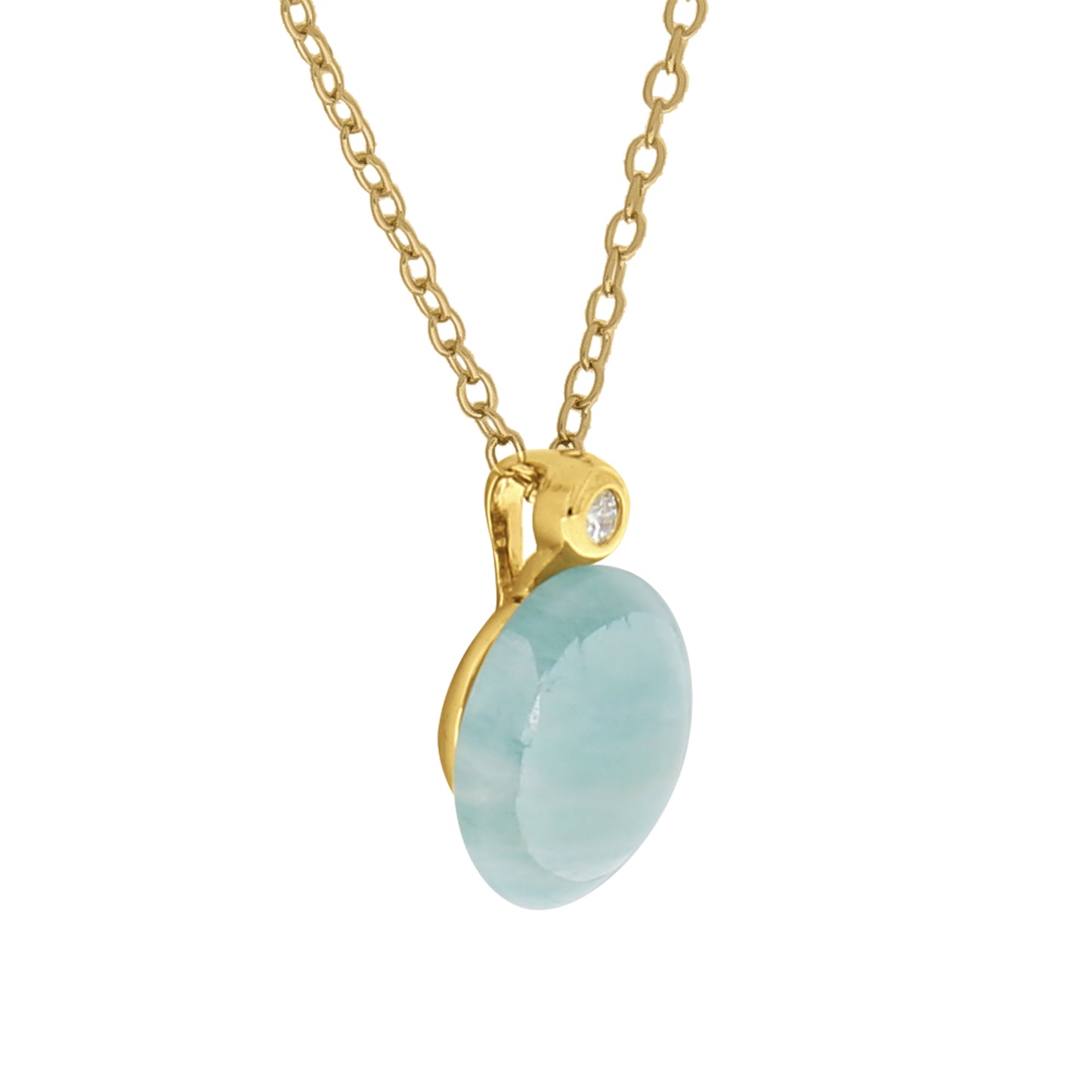 Anhänger mit Kette Ankerkette 925/- Sterling Silber vergoldet 45,0cm Amazonit