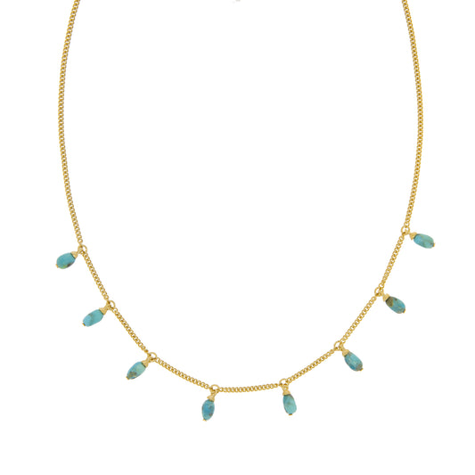 Anhänger mit Kette Panzerkette 925/- Sterling Silber vergoldet 45,0cm Türkis