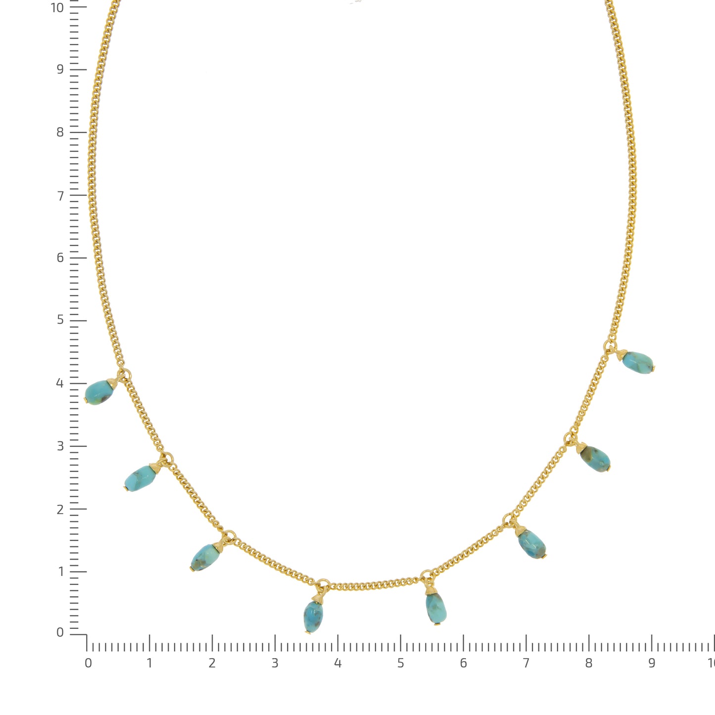 Anhänger mit Kette Panzerkette 925/- Sterling Silber vergoldet 45,0cm Türkis