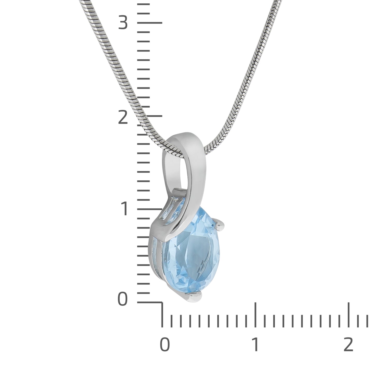 Halskette Schlangenkette 925/- Sterling Silber rhodiniert 47,0cm Blautopas beh.