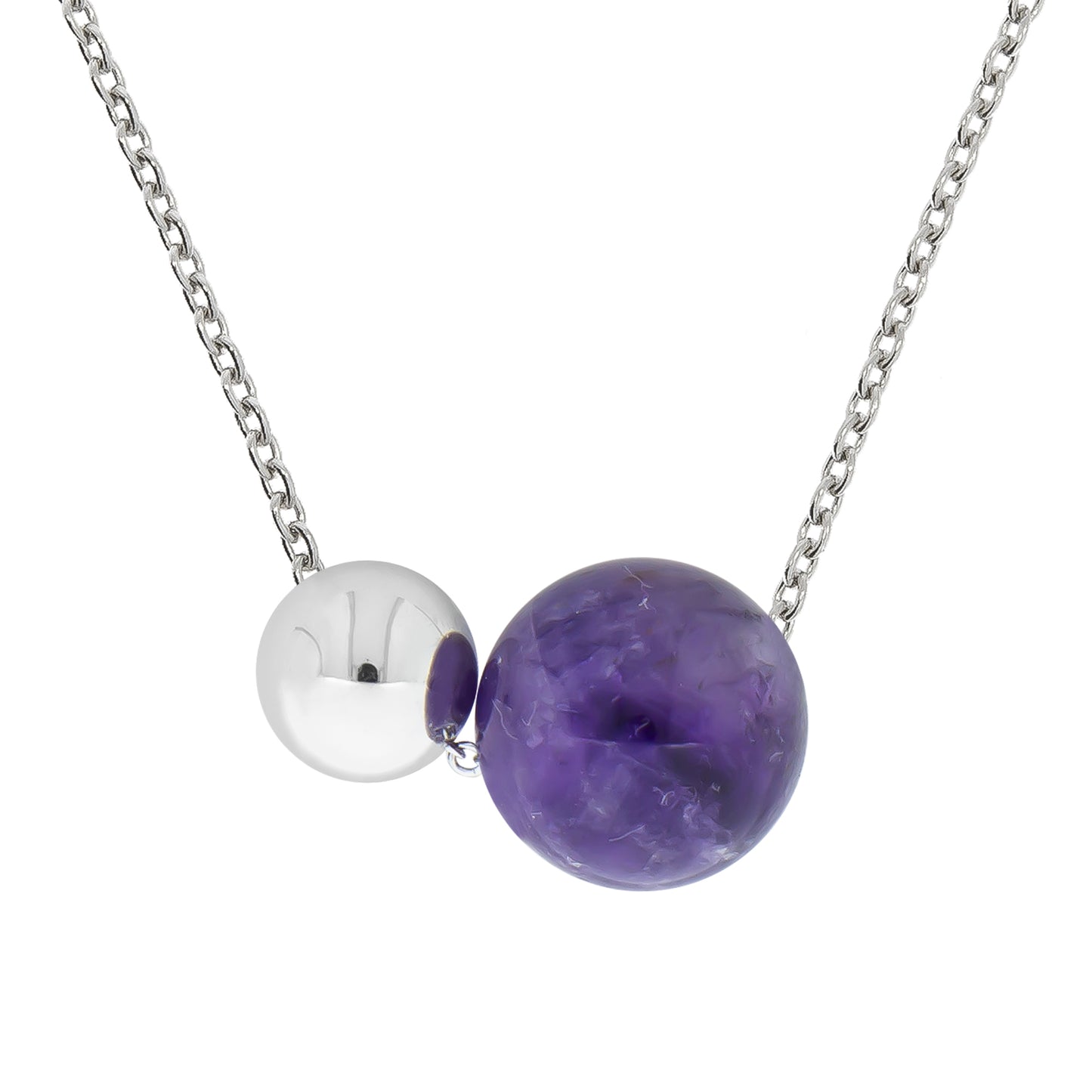 Collier Erbskette 925/- Sterling Silber rhodiniert 45cm Amethyst