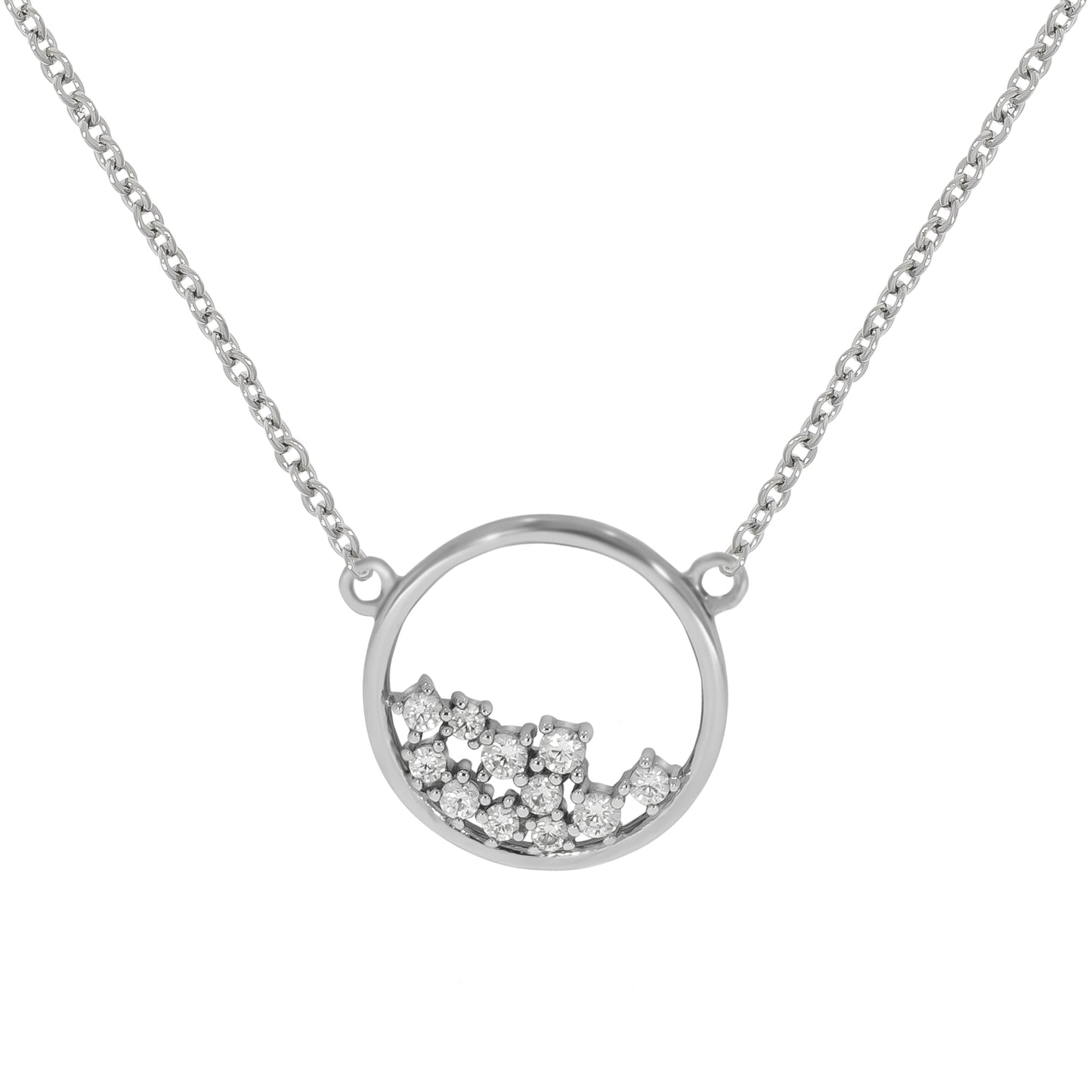 Collier Ankerkette 925/- Sterling Silber rhodiniert 45,0cm Zirkonia