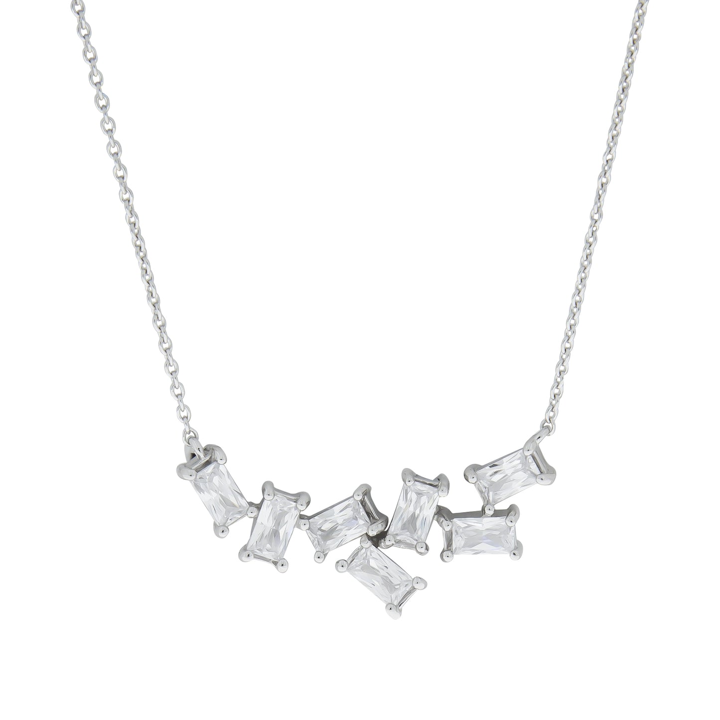 Collier Ankerkette 925/- Sterling Silber rhodiniert 47,0cm Zirkonia