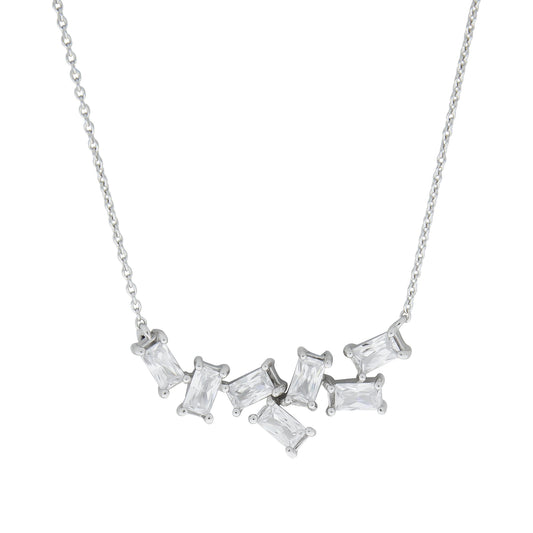 Collier Ankerkette 925/- Sterling Silber rhodiniert 47,0cm Zirkonia