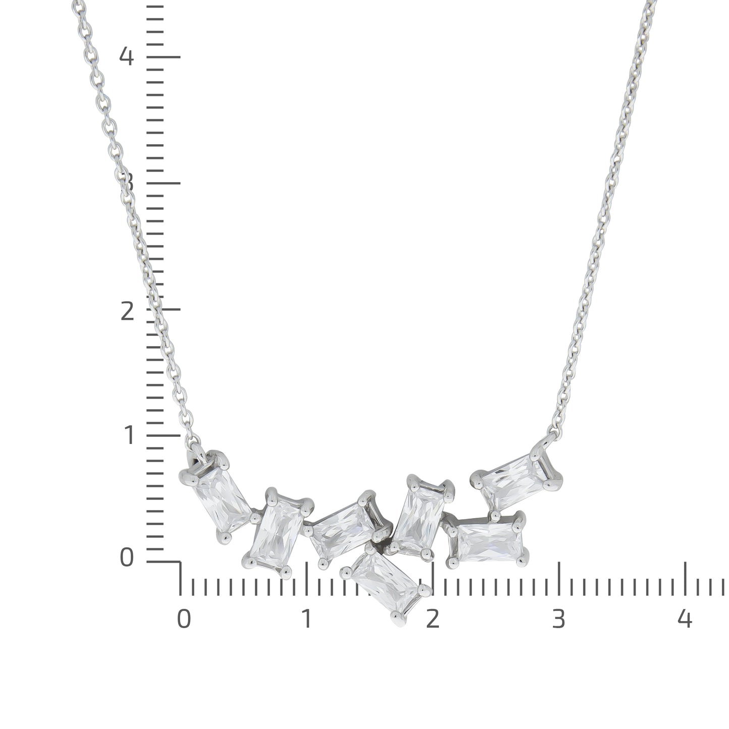 Collier Ankerkette 925/- Sterling Silber rhodiniert 47,0cm Zirkonia
