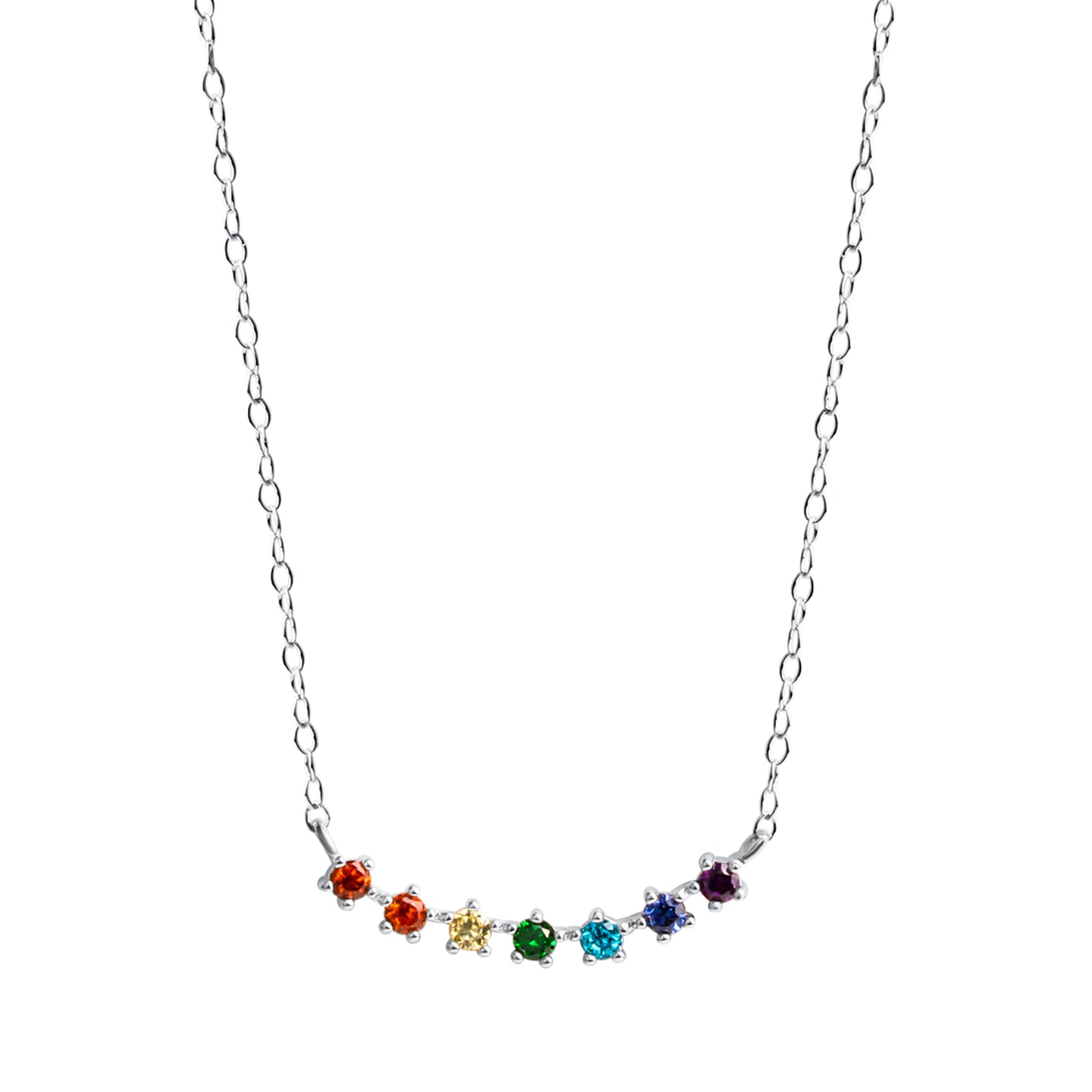 Halskette Ankerkette 925/- Sterling Silber rhodiniert 45,0cm Zirkonia