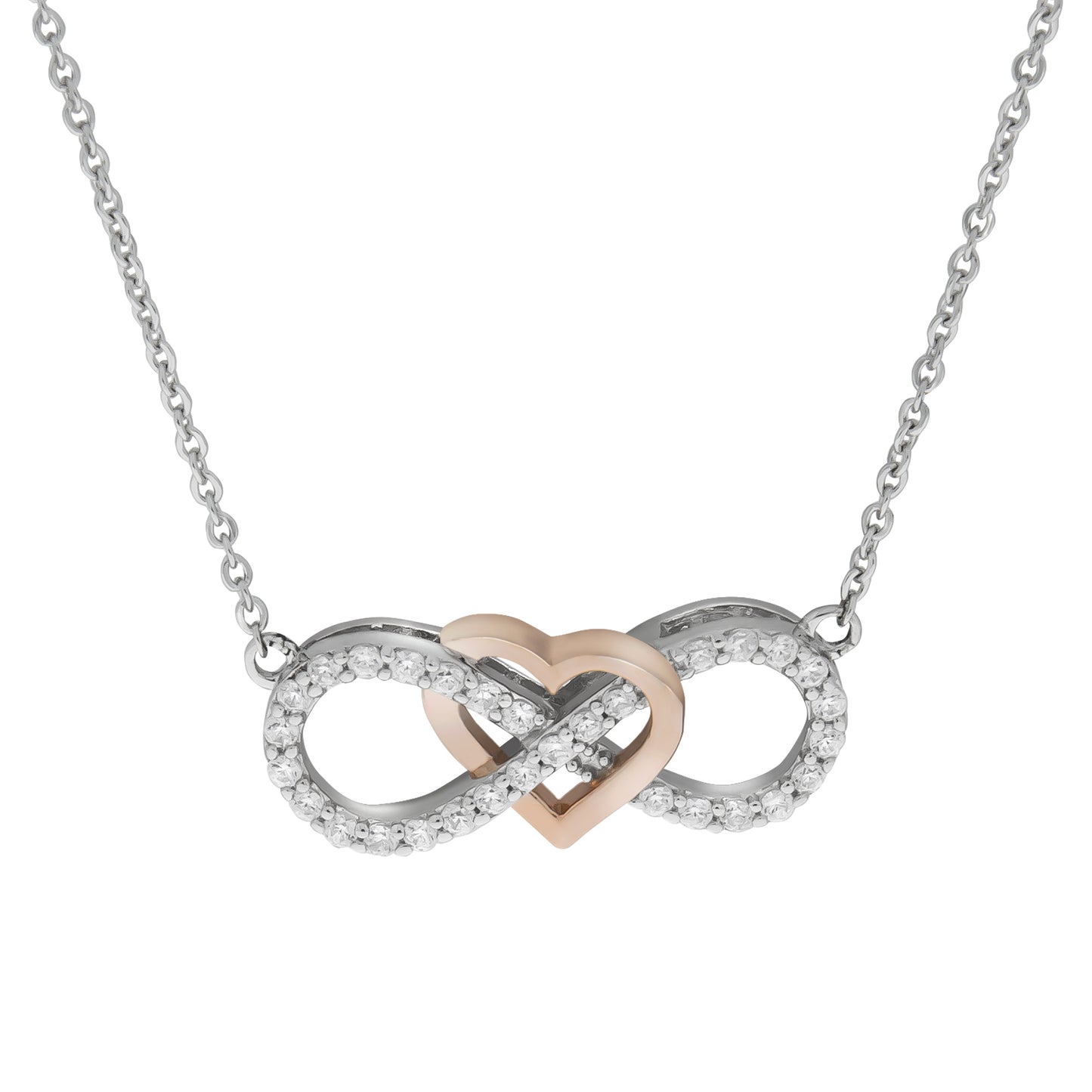 Collier Ankerkette 925/- Sterling Silber rotvergoldet (teil) 45,0cm Zirkonia