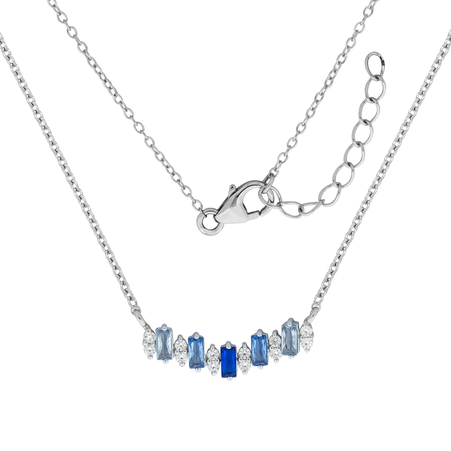 Halskette Ankerkette 925/- Sterling Silber rhodiniert 45,0cm Zirkonia