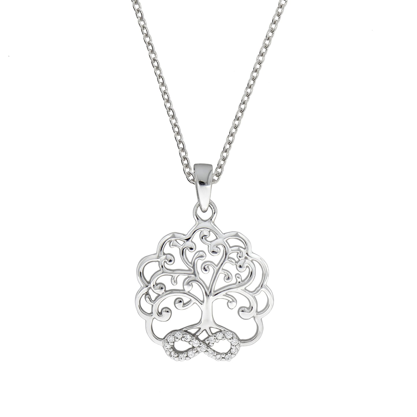Halskette Ankerkette 925/- Sterling Silber rhodiniert 45cm Zirkonia