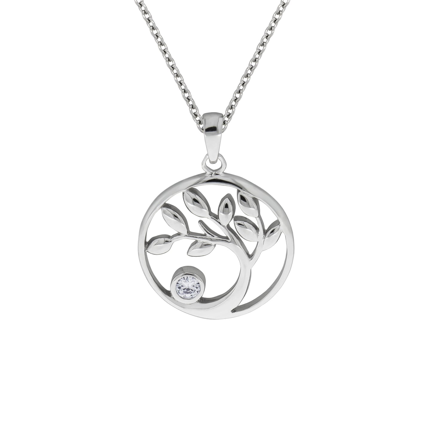 Anhänger mit Kette Ankerkette 925/- Sterling Silber rhodiniert 45,0cm Zirkonia