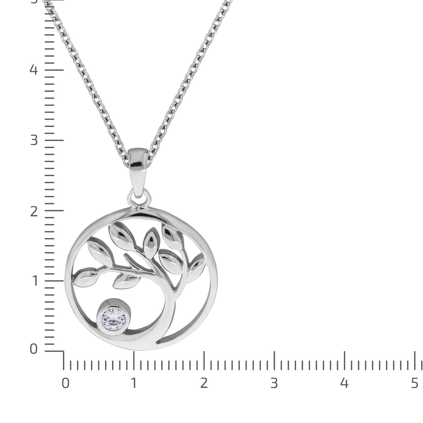 Anhänger mit Kette Ankerkette 925/- Sterling Silber rhodiniert 45,0cm Zirkonia